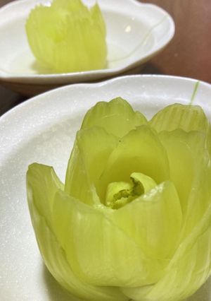 青梗菜のばらの煮物～カービング-レシピのメイン写真