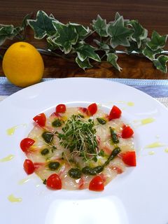 鯛のカルパッチョ ジェノベーゼソース-レシピのメイン写真