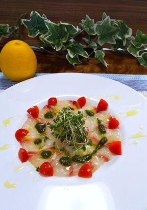 鯛のカルパッチョ　ジェノベーゼソース-レシピのメイン写真