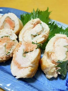 簡単♫ヘルシー♫鶏ささみのたらこ大葉巻き-レシピのメイン写真