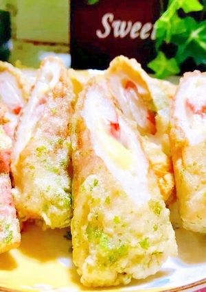 簡単節約☆カニカマチーズ入り竹輪磯辺揚げ-レシピのメイン写真