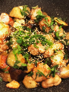 鶏もも肉と茄子のポン酢炒め-レシピのメイン写真