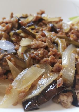 新玉ねぎとナスのひき肉炒め-レシピのメイン写真