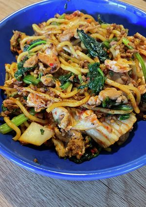 キムチほうれん草焼きそば-レシピのメイン写真