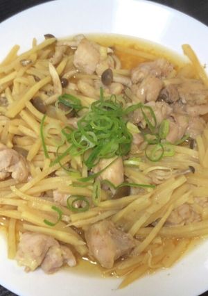 ポリ袋で簡単たけのこて鶏肉の炒め物風-レシピのメイン写真