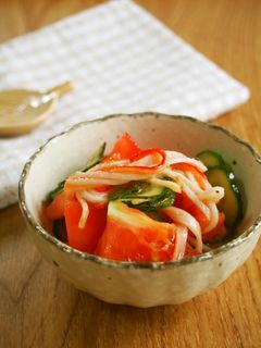 トマト・胡瓜・カニカマの酢の物♪-レシピのメイン写真