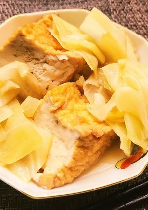 超簡単！ジャンボ厚揚げキャベツ煮込み-レシピのメイン写真