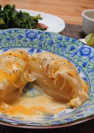 新玉ねぎのチーズ味噌まるごとレンジ蒸し-レシピのメイン写真
