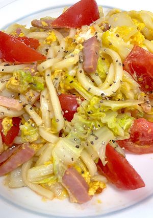 トマトと卵の焼うどん-レシピのメイン写真