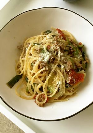 挽き肉とトマトのパスタ-レシピのメイン写真