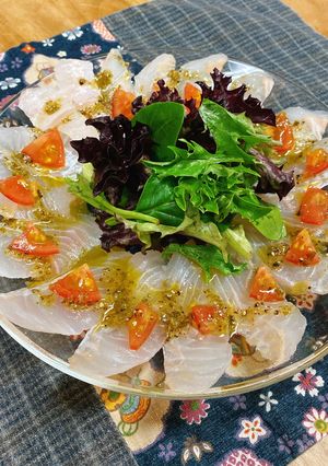伸東ヒラメのカルパッチョ～バジル風味～-レシピのメイン写真