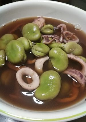 スルメイカと空豆の煮付け-レシピのメイン写真