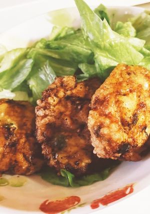 餃子の餡の残りで！ふわふわ豆腐ハンバーグ-レシピのメイン写真