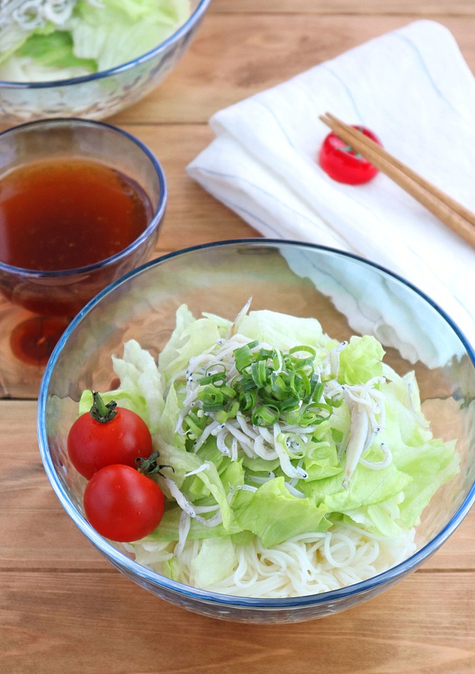 レタスとしらすの柚子胡椒風味そうめん-レシピのメイン写真