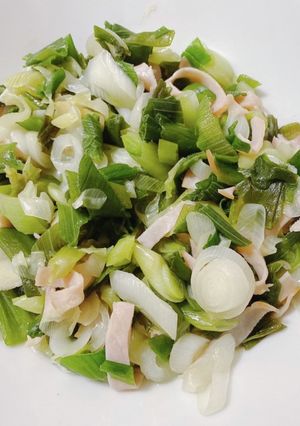 簡単で美味しい☆葉玉ねぎとハムの炒めもの-レシピのメイン写真