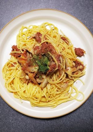 コンビーフとしいたけのパスタ-レシピのメイン写真