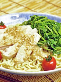 蒸し鶏と豆苗の冷やし中華-レシピのメイン写真