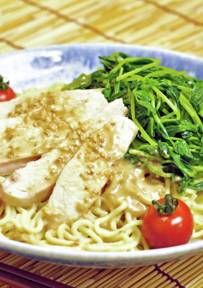 蒸し鶏と豆苗の冷やし中華-レシピのメイン写真