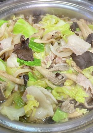 豚肉＆春きゃべつ＆ひらたけの煮物-レシピのメイン写真