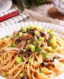 いわしの蒲焼缶で作る♪和風味噌パスタ