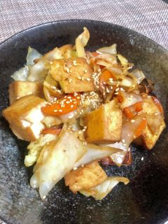 厚揚げとキャベツの味噌炒め-レシピのメイン写真
