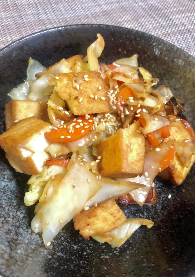 厚揚げとキャベツの味噌炒め-レシピのメイン写真