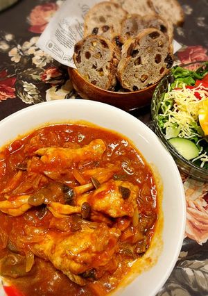 パンに合う♪簡単鶏手羽元のトマト煮♪-レシピのメイン写真
