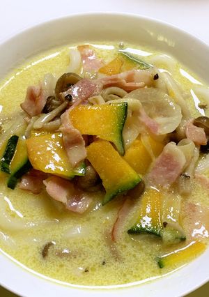 かぼちゃクリームうどん-レシピのメイン写真