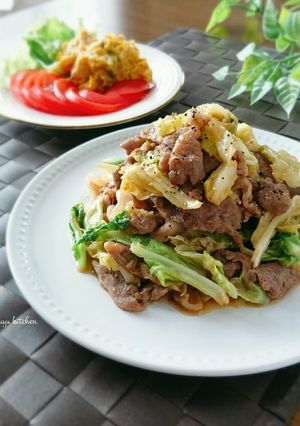 材料2つ☆豚こまキャベツオイスター炒め。-レシピのメイン写真