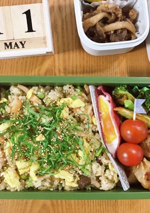 鮭ハラス炒飯弁当 21/5.11-レシピのメイン写真