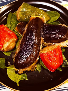 茄子ハサミ揚げとピーマン肉詰め揚げ-レシピのメイン写真