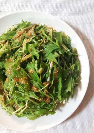 水菜とごまたっぷりのサラダ*･-レシピのメイン写真