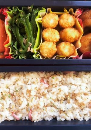 高校生弁当日記(天むす風ご飯弁当)-レシピのメイン写真