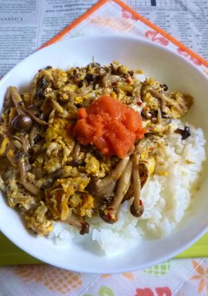 釜揚げしらす＆しめじ炒り卵のカフェ丼-レシピのメイン写真
