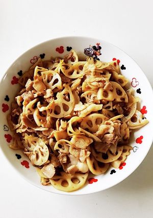 レンコンと豚バラの炒めもの-レシピのメイン写真
