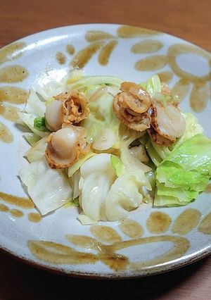 ベビーホタテとキャベツのオリーブ油炒め-レシピのメイン写真