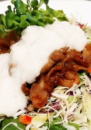 超簡単！豚焼き肉とろろサラダ！！-レシピのメイン写真
