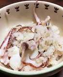 白イカのゲソと新生姜の炊き込みご飯