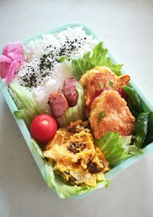 むね肉のピカタ弁当高校生のお弁当5/12-レシピのメイン写真