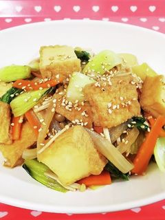 厚揚げと青梗菜のオイスターソース炒め-レシピのメイン写真