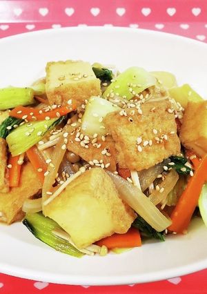 厚揚げと青梗菜のオイスターソース炒め-レシピのメイン写真