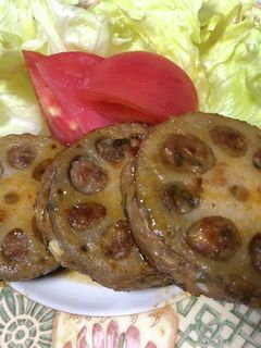 レンコンの大葉ひき肉はさみ焼き!甘辛だれ-レシピのメイン写真