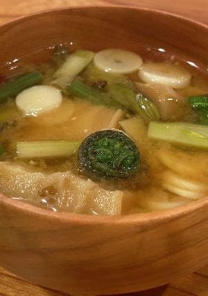 山菜汁～山菜とニシンの味噌汁～[魚沼]-レシピのメイン写真