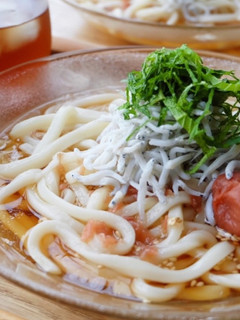 超簡単5分♪梅しらすのぶっかけうどん-レシピのメイン写真