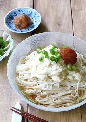簡単♪湯葉そうめん（梅干しのせ）-レシピのメイン写真