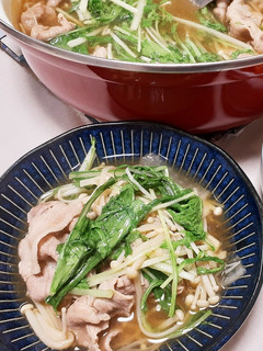 たっぷり水菜と豚薄切り肉のいりこ出汁鍋-レシピのメイン写真