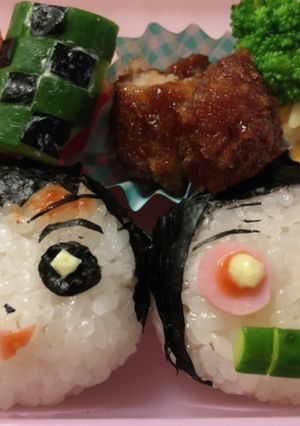 簡単！鬼滅の刃　炭治郎&ねずこ風キャラ弁-レシピのメイン写真