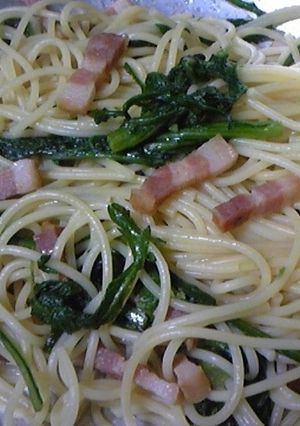 春菊とベーコンのパスタ-レシピのメイン写真