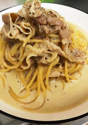 松屋冷凍のアレンジ！豆乳クリームパスタ-レシピのメイン写真