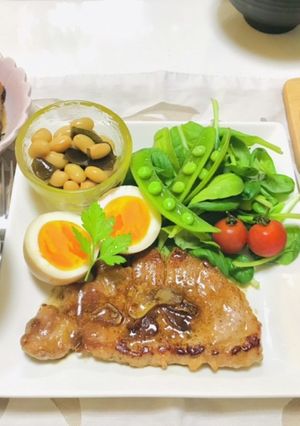 ガリバタ醤油で豚ロースステーキ夕飯献立-レシピのメイン写真